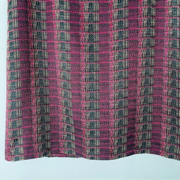Cato red black tweed striped preppy office midi skirt 14 - Picture 3 of 7